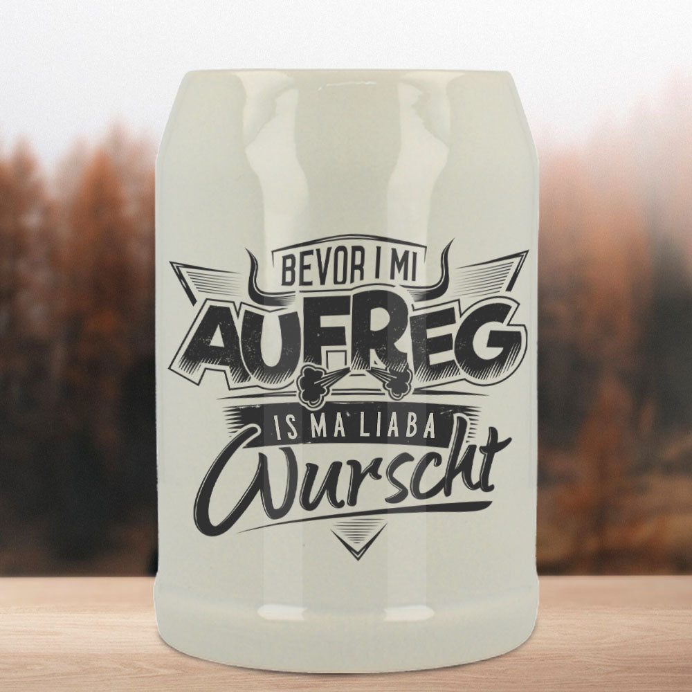 Bierkrug in grau 0,5 ltr. Bevor i mi Aufreg